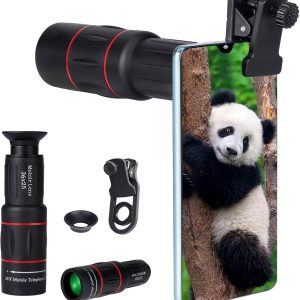 36X Long Focus Telephoto Phone Lens for iPhone and Android, Zoom Cellphone Camera Lens with Phone Clip for Picture Video Taking