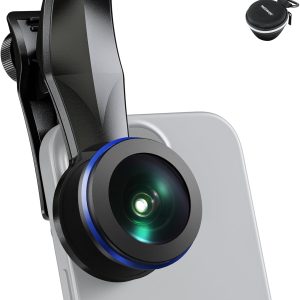 NEEWER 200° Fish Eye VR Lens with 17mm Thread Phone Lens Clip for Panoramic View, Live Streaming, Outdoor Landscape, Architecture, Compatible with iPhone 16 Pro Max S24 Ultra
