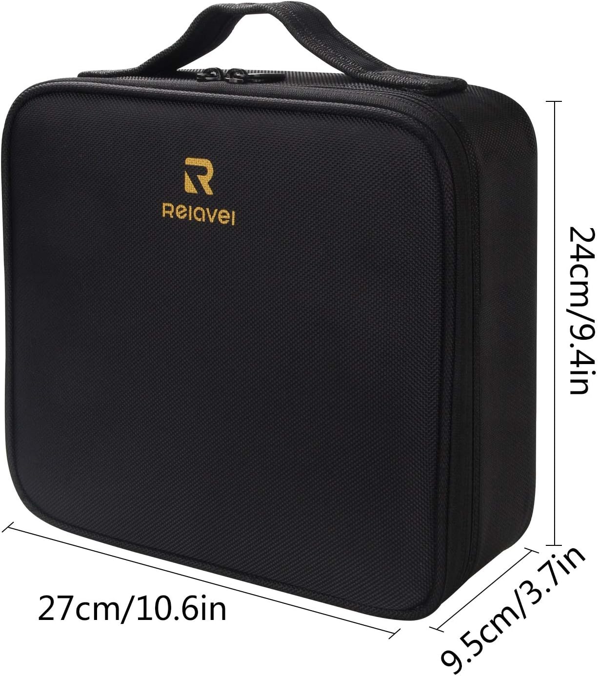 Relavel Travel Makeup Train Case Makeup Cosmetic Case Organizer Portable Artist Storage Bag with Adjustable Dividers for Cosmetics Makeup Brushes Toiletry Jewelry Digital Accessories Black - Image 9