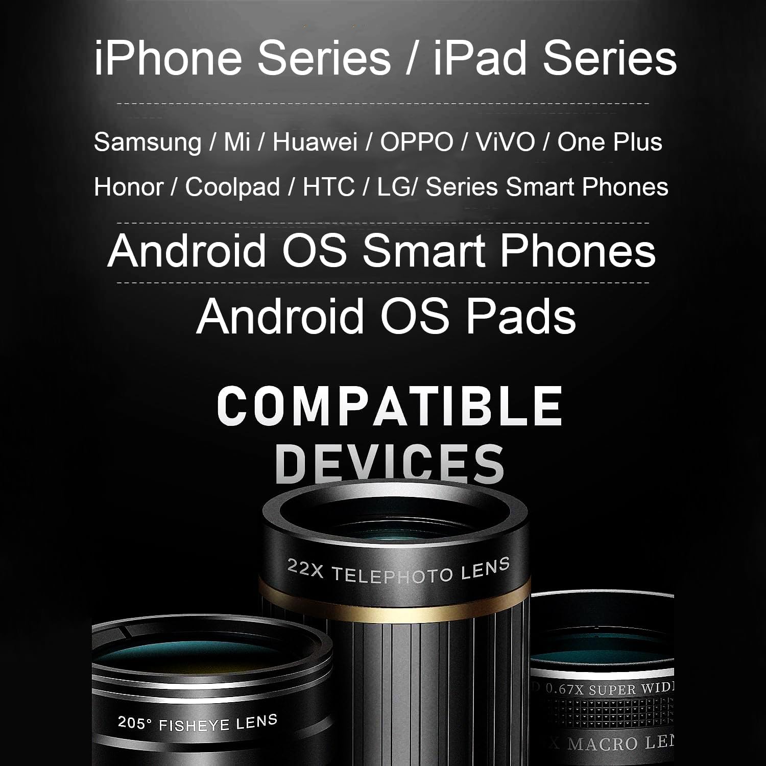 Updated COSULAN 4-in-1 Phone Camera Lens Kit, Come with 22X Telephoto Lens, 205° Fisheye Lens, 4K 0.67X Wide Angle Lens, 25X Macro Lens, Clip, and Phone Mini Tripod for iPhone and Android Phone Series - Image 7